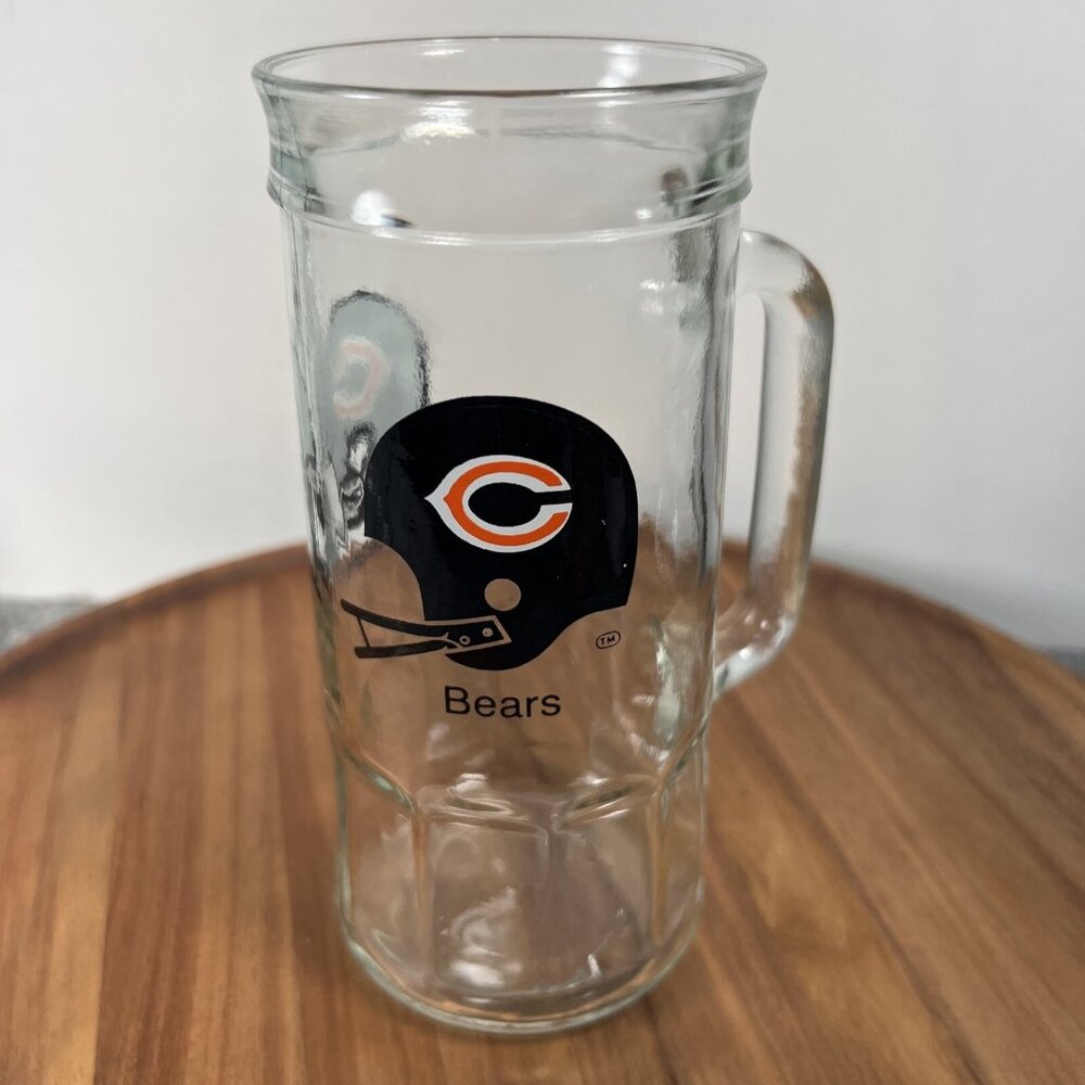 Vintage 1980's Chicago Bears NFL Football Fisher Peanuts Glass Mug O Nuts